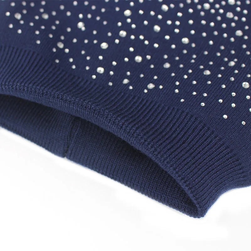 Модная вязаная женская шапка шапочки из Гипсофилы с бриллиантами зимние вязаные