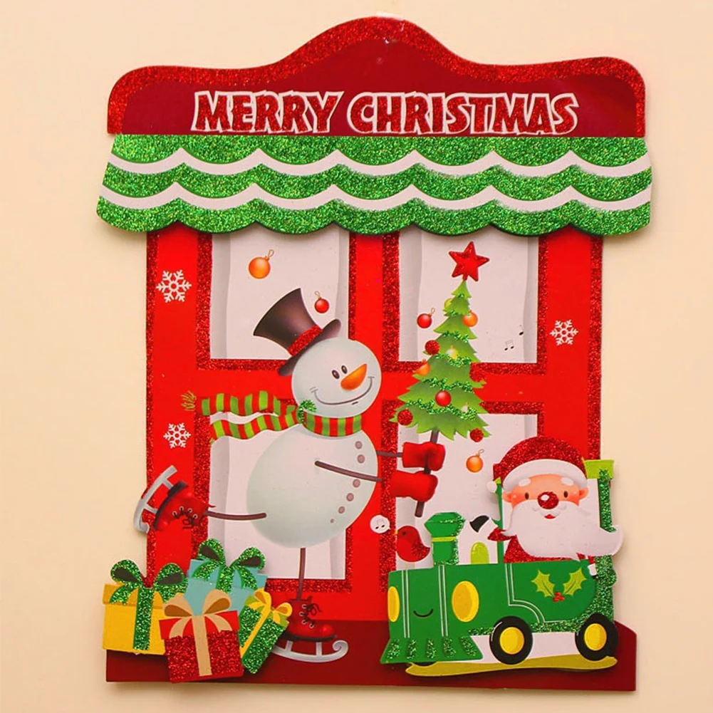 Рождественские украшения висит Xmas кулон в виде домика для елки окно дверь стена