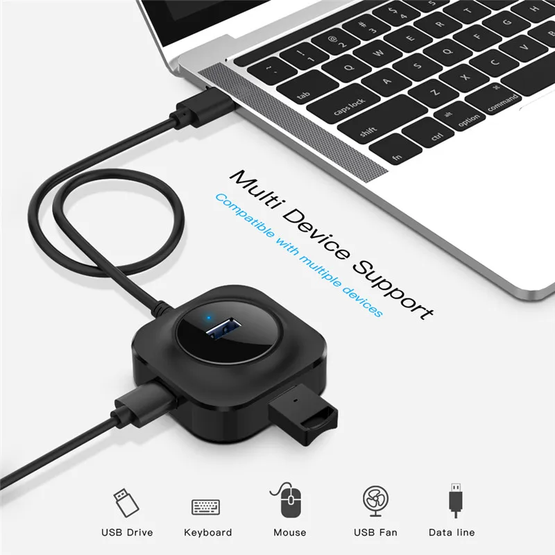 Высокоскоростной 4 порта USB 2,0 3,0 концентратор портативный usb-хаб разветвитель 0,25 м 1 м 2 м для компьютера ПК ноутбука