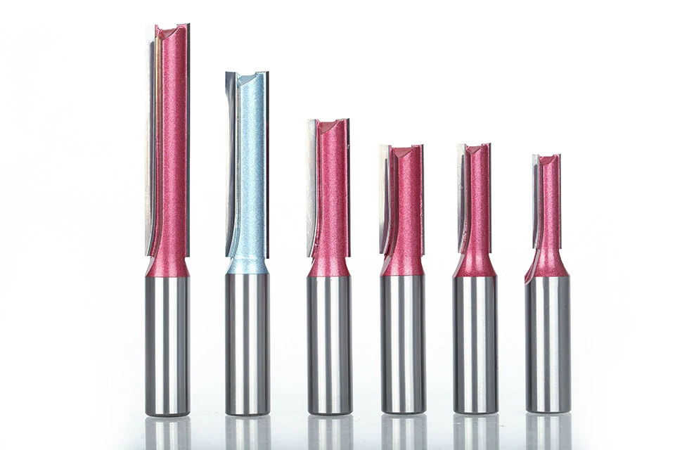 HUHAO 1pcs 1/4" 1/2"Shank Industrial Grade straight bit Woodworking Tools Router Bit for Wood Tungsten endmill milling cutter
