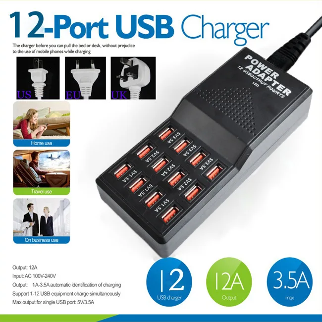 Universal 5V 1.5V-5A Portable 12 Ports USB Wall Travel Charger USB Desktop Wall Charger Hub Multi Port Rapid Adapter W858
Universal 5V 1.5V-5A Portable 12 Ports USB Wall Travel Charger USB Desktop Wall Charger Hub Multi Port Rapid Adapter W858
