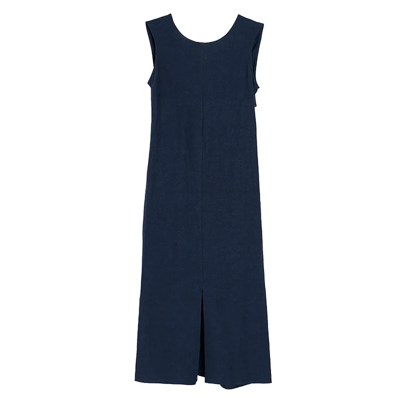 Новинка 2019 женское платье с открытой спиной простое круглым вырезом без рукавов