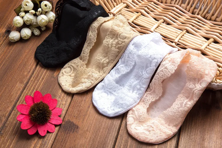 

women girl Silica Gel Lace Boat Socks Invisible Cotton Sole Non-slip Antiskid Slippers Anti-Slip Sock 12pair=24pcs ws74
