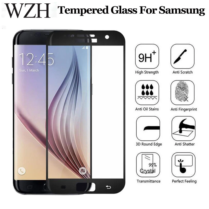 Закаленное стекло WZH с полным покрытием для Samsung J2 J5 J7 Prime J730 J710 J530 J510 J330 J3 2016 2017 Note 4 5
