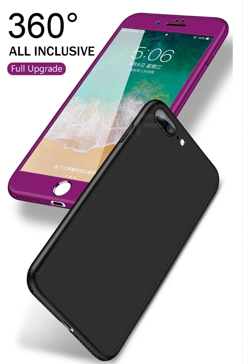 Защитный чехол LISCN на 360 градусов для iPhone 5 SE 6 7 8 P XS XR Xs Max с закаленным стеклом |