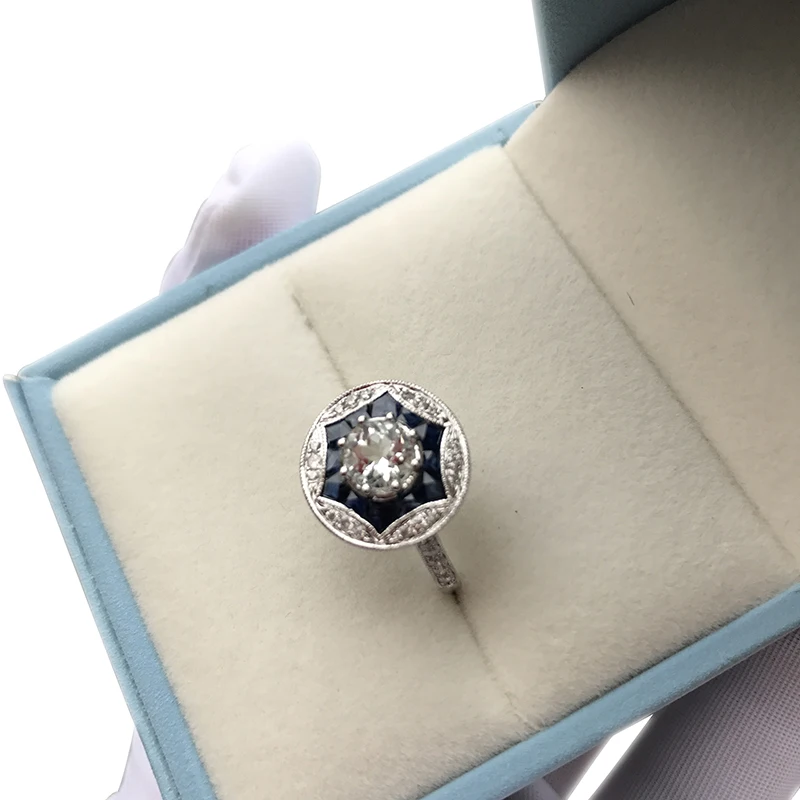 AINUOSHI 14 K белое золото Женское Обручальное Кольцо Natutal белый Аквамарин Свадьба юбилей синий сапфировый Бриллиант женские кольца
