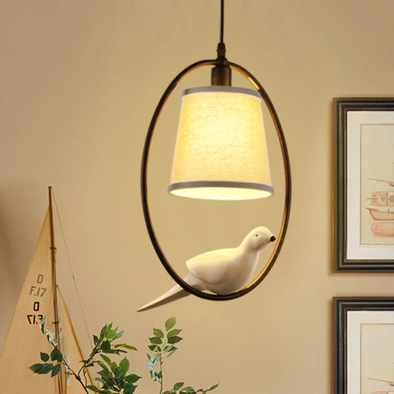 Современный белый тканевый абажур подвесные светильники в виде птиц необычное