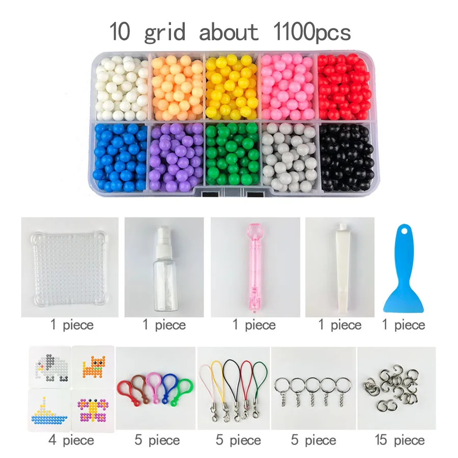 10 grid DIY распылитель воды ручной работы 3D 5 мм PUPUKOU бусины головоломки Развивающие игрушки для детей комплект мяч игра - Цвет: 10 grid