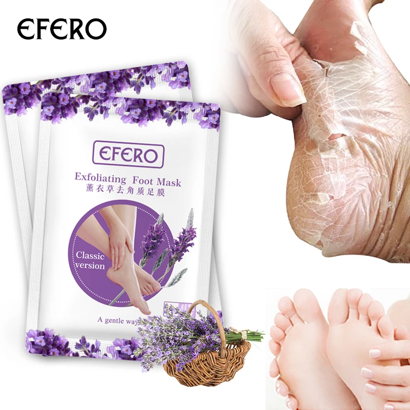 

efero 3pack=6pcs Foot Peeling Mask for Legs Lavender Heels Remove Dead Skin Exfoliating Socks for Pedicure Socks Feet Care Mask