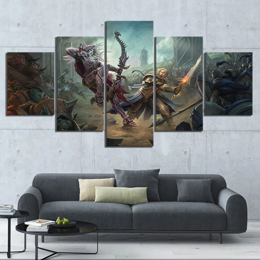 

5 Piece Video Game WOW Warcraft DOTA 2 Painting Poster Decorative Mural Art Room Wall Decor Canvas Painting Wholesale