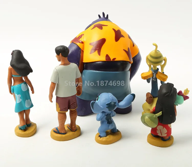 Новинка "Лило и Стич" игрушки Лило с Scrump стежка Jumba Pleakley Nana Pelekai Давид Kawena 6 шт. набор мини-ПВХ фигура игрушка детский подарок
