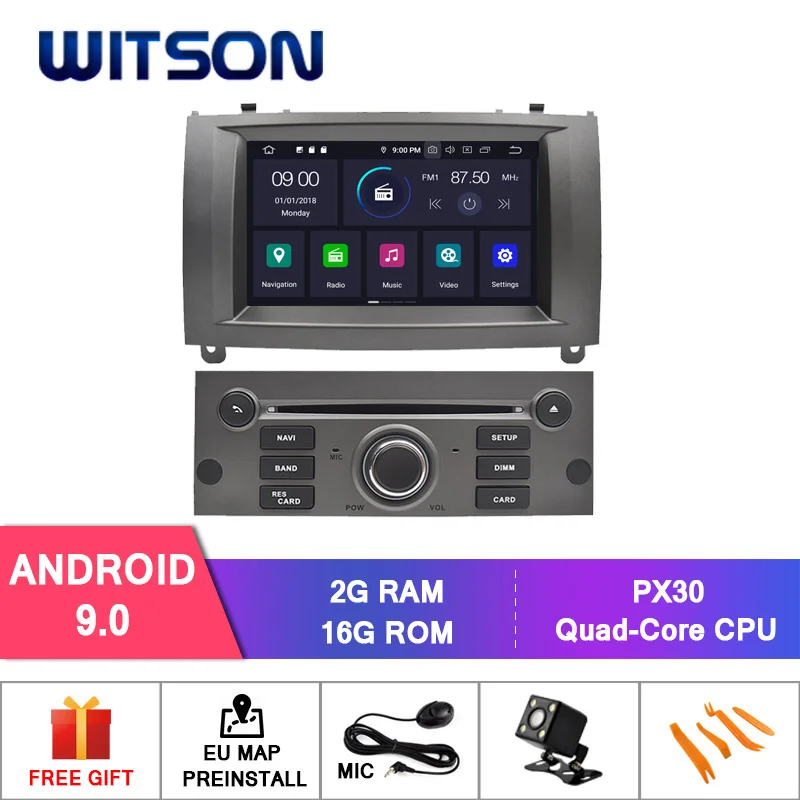 Германский запас! WITSON для PEUGEOT 407 автомобильный dvd плеер gps Android 9 0 ips HD экран Радио