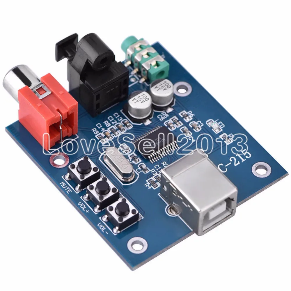 PCM2704 аудио DAC USB к S/PDIF звуковая карта декодер плата 3 5 мм аналоговый коаксиальный