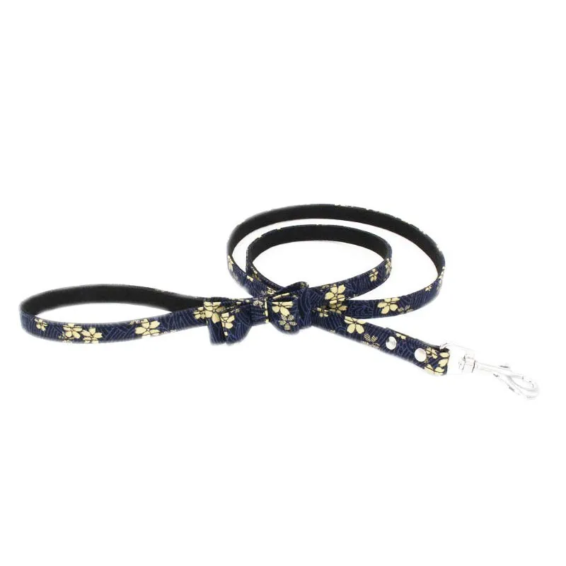 Navy print leash Ошейник для собаки поводок бант с надписями цветочный Флаг для Чихуахуа Мопс маленький средний большой собаки высокое качество Новинка - Цвет: Navy print leash