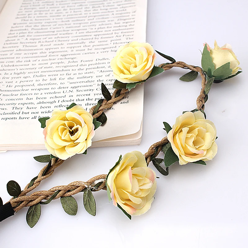 M MISM Boho Floral Headband For Women Hair Accessories New Wreath Headbands Kids Girls Rose Flowers Hair Bands Garland