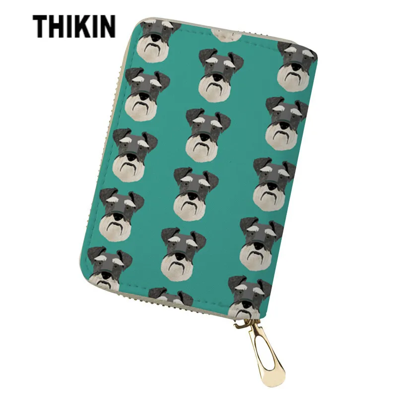 THIKIN Schnauzer Dog Printing Passport Case Women's Purse for Coin Bank Cards Casual ID Card Holder for Women Travel Wallet - Цвет: 9