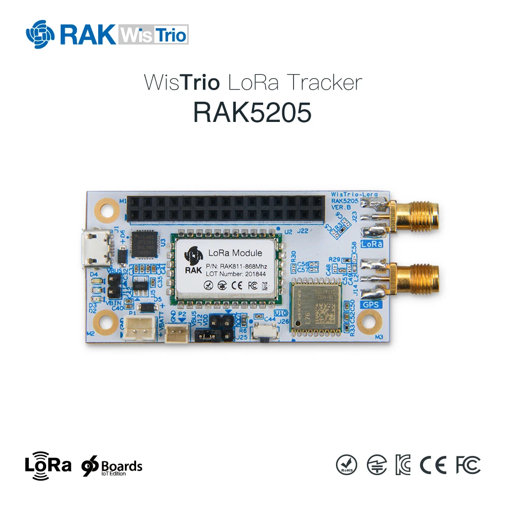 WisTrio LoRa модуль трекера RAK5205 LoRa беспроводной сетевой интегрированный модуль SX1276 LoRaWAN модемная сенсорная плата с gps антенной