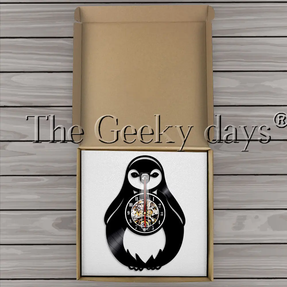 Креативные милые детские виниловые настенные часы с изображением пингвина
