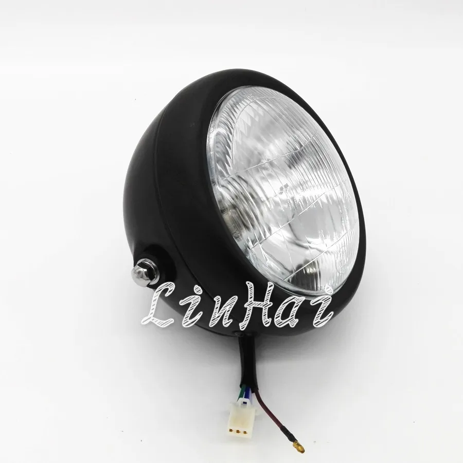 Мотоциклетная галогенная передняя фара 12 В в черном металлическом ретро стиле