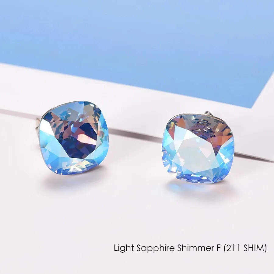 211 SHIM Crystals From Swarovski Stud Earrings For Women New Fashion Sterling silver Earrings Piercing Earring Elegant Wedding Jewelry - Окраска металла: 211 SHIM