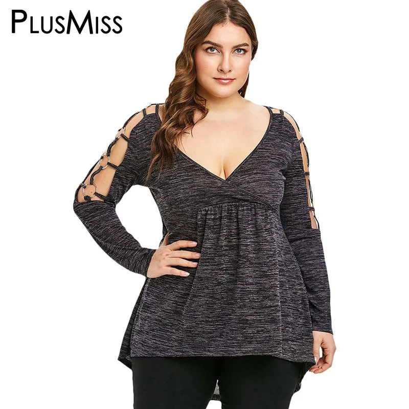PlusMiss Плюс размер XXXXXL с открытыми плечами на шнуровке Сексуальная Блузка женская