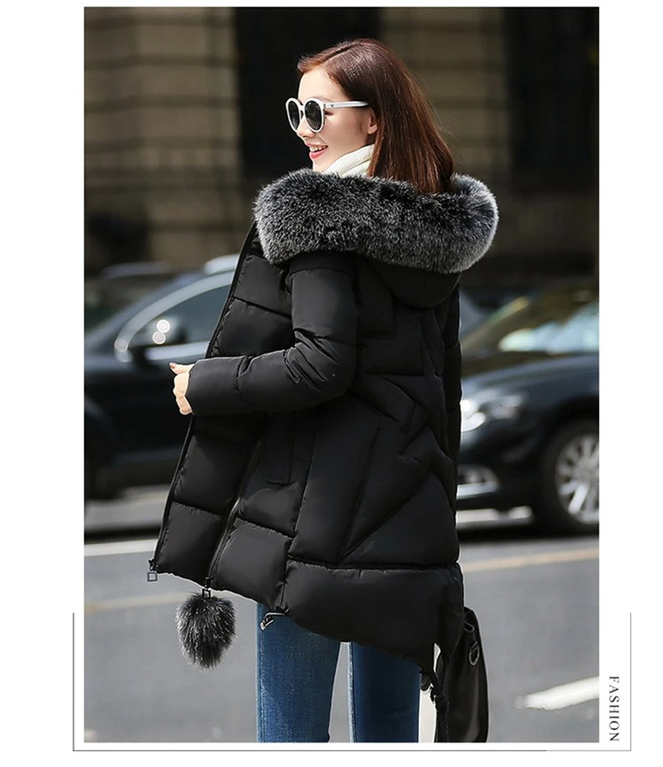 Women Winter New Jacket Fur Collar Hooded Down Cotton Female Coat Parka Long Parka Warm Thicken Outwear Wadded Plus Size 5XL 6XL