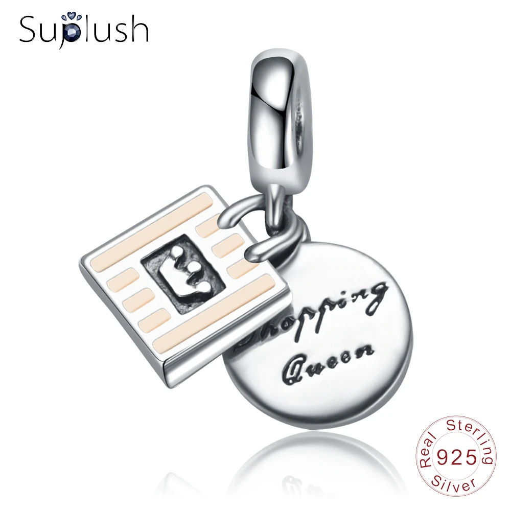Suplush Authentic 925 Sterling Silver Shopping Queen Bag Pendant Beads fit Original Pandora Charms Bracelets Jewelry PSMB0850 | Украшения и