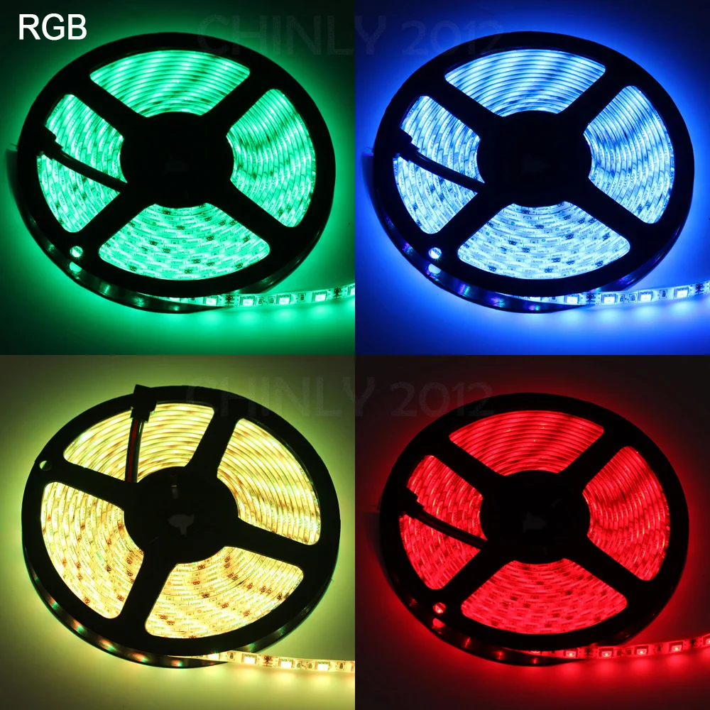 Гибкая светодиодная лента 12 В RGB/белый/теплый белый свет SMD 5050 5 м 300 светодиодов