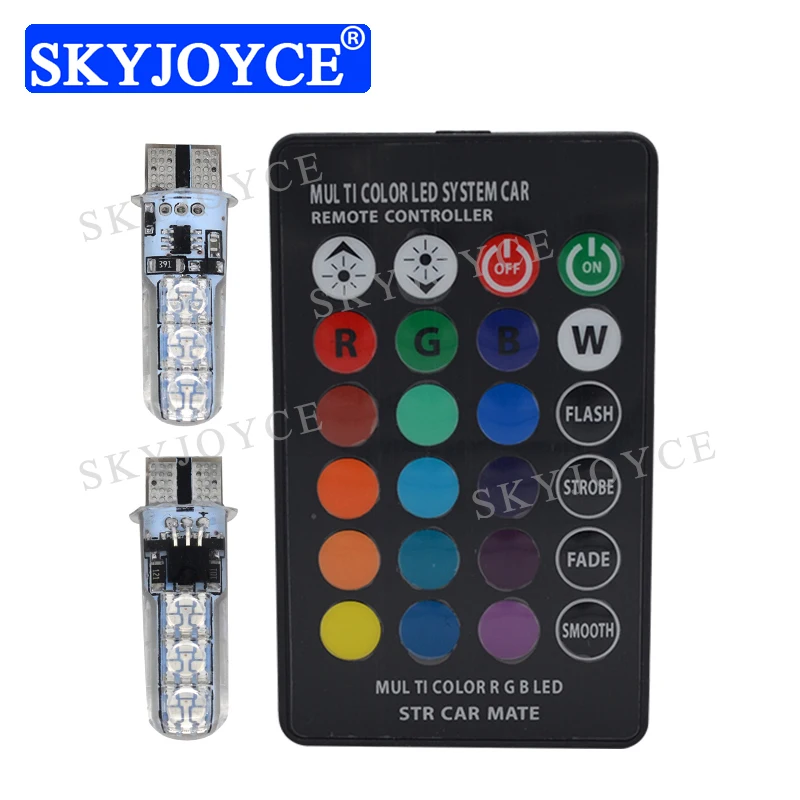 SKYJOYCE 2 шт. T10 W5W RGB LED габаритные фонари для автомобиля 5050 194 168 6SMD светодиодный ная