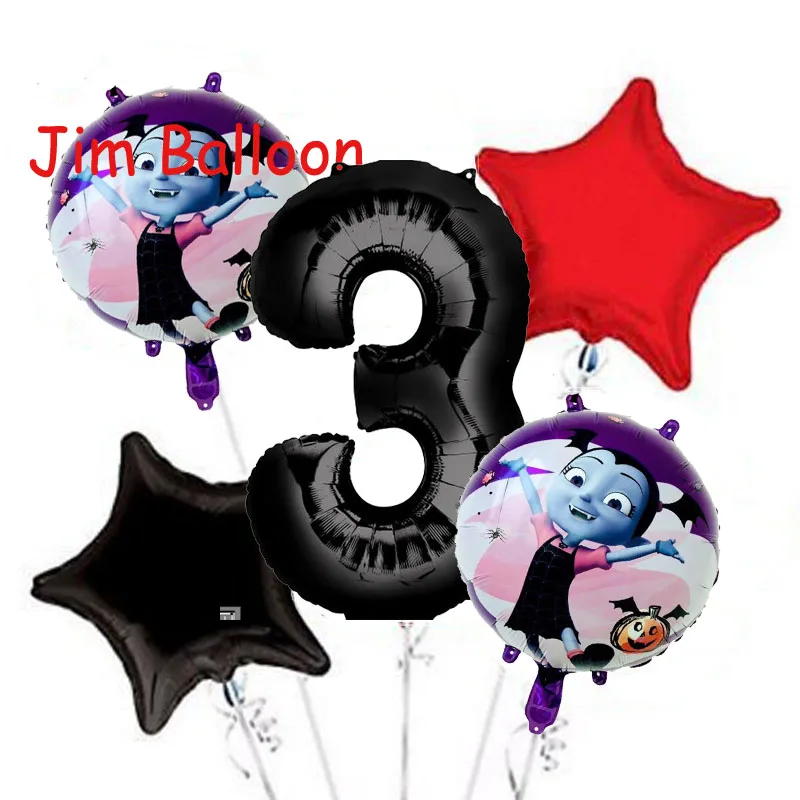 5 шт./лот Vampirina Фольга шар для 1st День рождения украшения 32 дюймов Blck шара с цифрой 18 дюймов звезда клипсы для воздушных шаров, Globos - Цвет: Зеленый