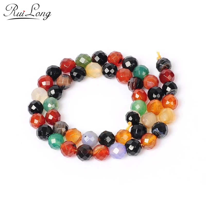 

New arrival 4-14mm faceted multicolor agata stone Natural Stone Beads strand 15" For Making Jewelry Diy bracelets necklaces