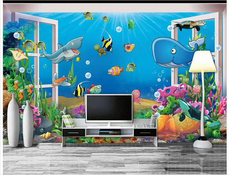 Пользовательские фотообои 3d фрески обои подвесной подводный мир Мультфильм