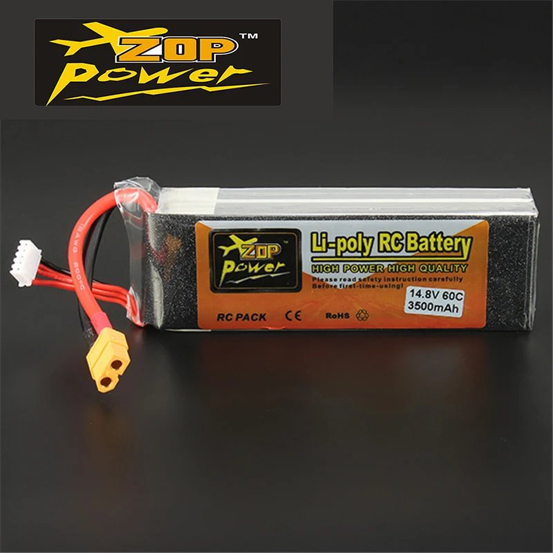 Высокое качество аккумуляторная батарея Lipo ZOP мощность 14 8 V 3500mAh 4S 60C XT60 Разъем для