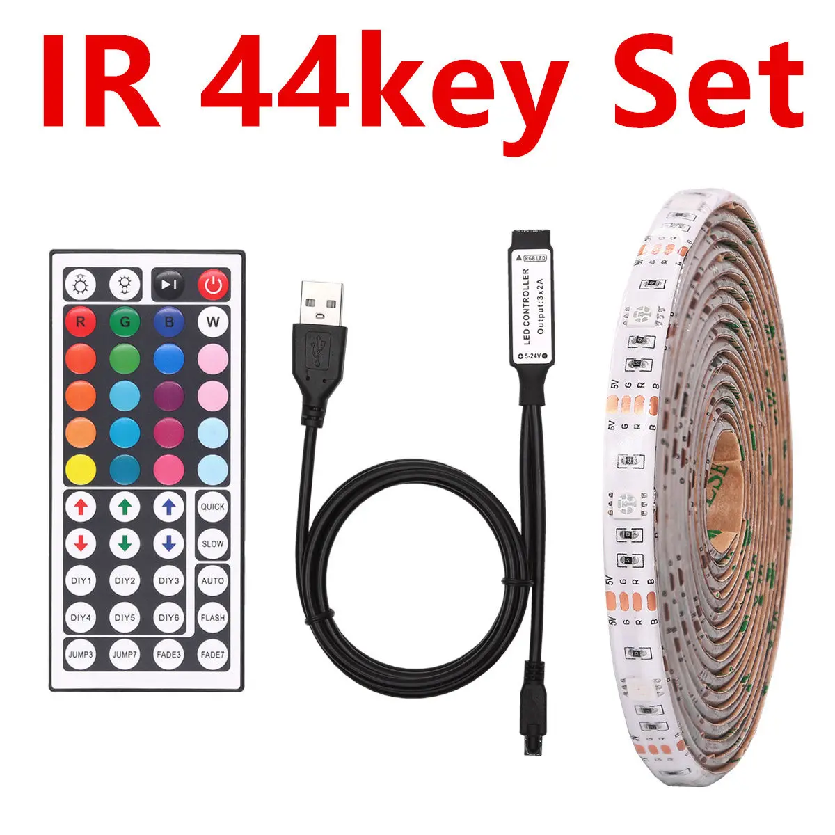 IR 44Key Set RGB Светодиодная лента Водонепроницаемая DC 5 В USB светодиодный светильник гибкие неоновые ленты лента ТВ Подсветка лампа с пультом дистанционного управления для ТВ фона - Испускаемый цвет: IR 44Key Set
