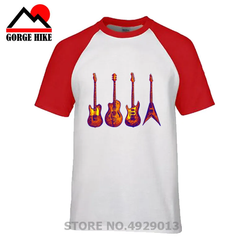 2019 Casual Clothing Fashion T Shirt Six String Quartet Electric Guitar Print Tee Male Big Size Music Rock Style T-shirt | Мужская