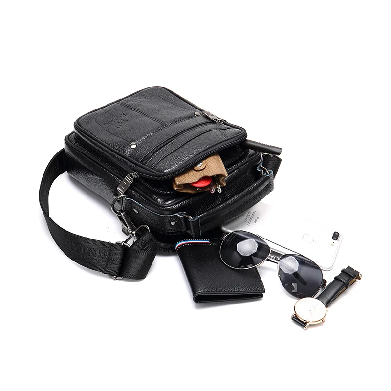 Men Genuine Leather Small Shoulder Bag Classic Top Handle Handbag Practical Messenger Cross Body Satchel Daily Use Casual Bags |