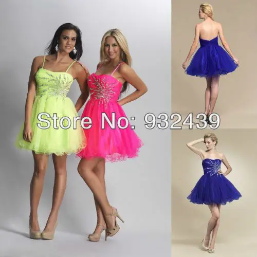 Strapless Sparkle Sequin And Beads Tulle 2013 Short Girls' Graduation Prom Dress Party A-line Ruched | Свадьбы и торжества