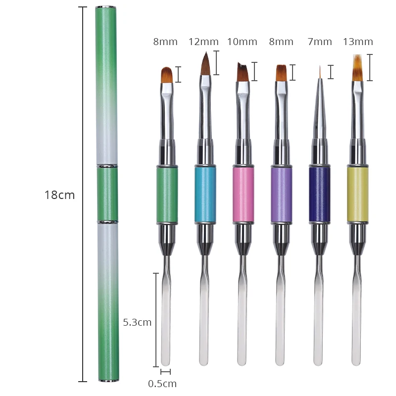 Акриловая ручка для рисования ногтей с двойным концом шпатель инструмент УФ гель