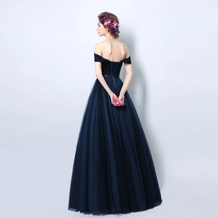 3310 Free shipping Navy blue Long prom dresses Vestido de formatura longo | Свадьбы и торжества