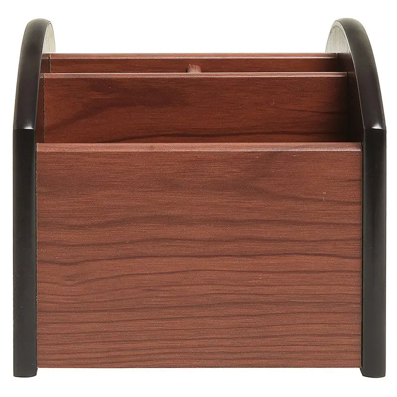 Вращающийся деревянный 4 отсека Настольный органайзер для хранение офисных