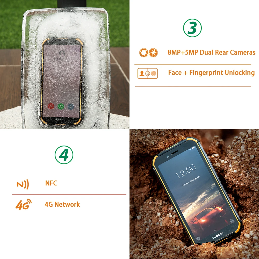 DOOGEE S40 4GNetwork прочный мобильный телефон Android 9 0 8.0MP IP68/IP69K MT6739 4 ядра 3 Гб оперативной