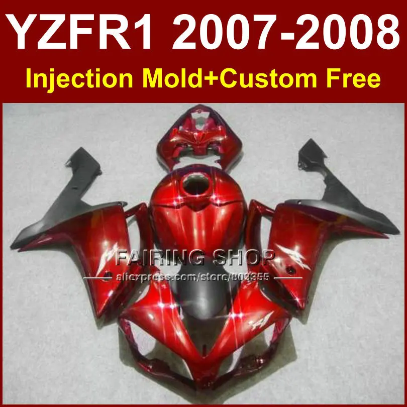 Лидер продаж комплект обтекателей для YAMAHA YZFR1 2007 2008 красного и черного цвета R1 YZF