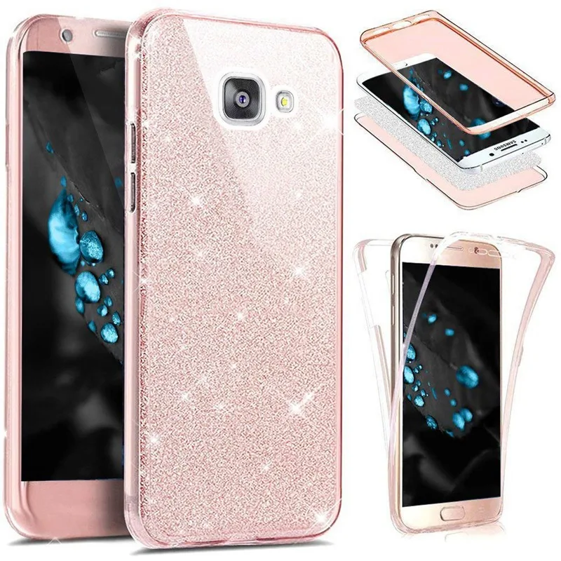 Rose Gold 360 полная защита Блестящий силиконовый чехол для Coque samsung Galaxy A3 A5 A7 A6 A8 плюс S6 S7 S8 S9 Note 9 8 S10 Funda - Цвет: Rose Gold