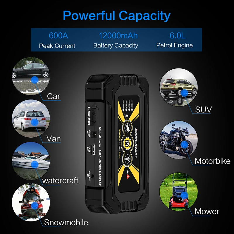 Keen power bank 12 В в 600A/900A Универсальный автомобильный аккумулятор бустер Buster