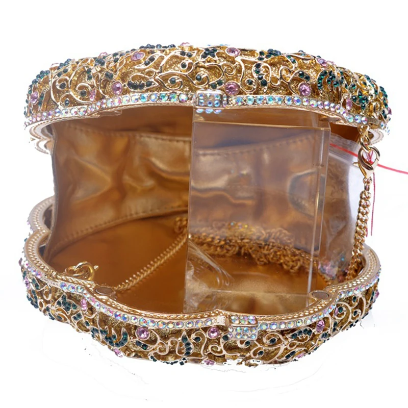 

Luxury Silver Metal Evening Clutches Bags Fashion Women Floral Ladies Crystal Evening Handbags Wedding Party Female Purse