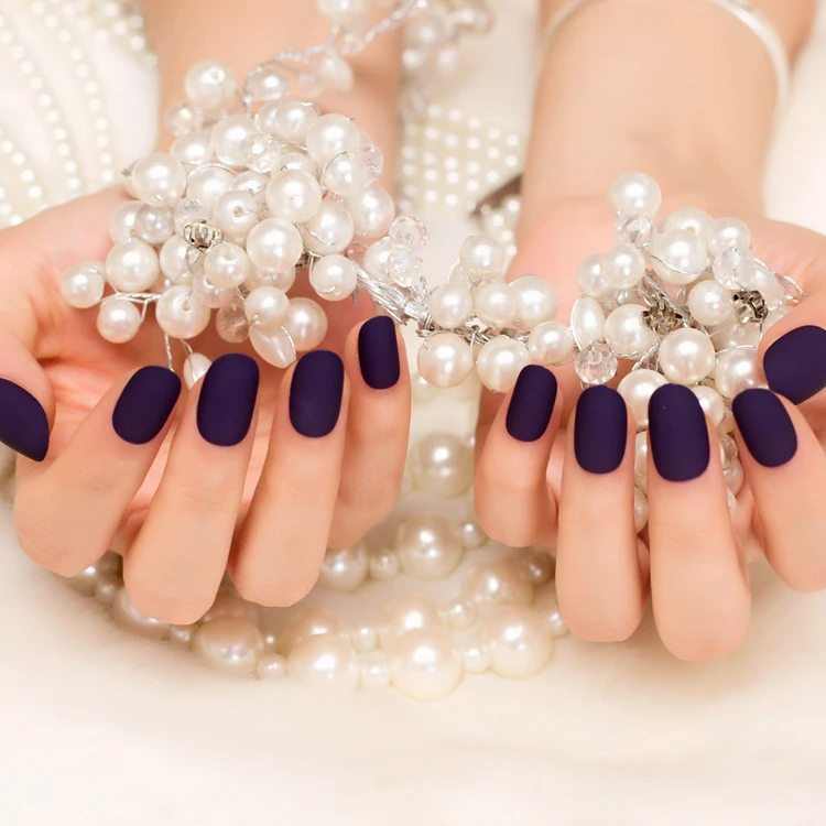 Оптовая продажа 2 компл./лот красивые матовые фиолетовые накладные ногти набор