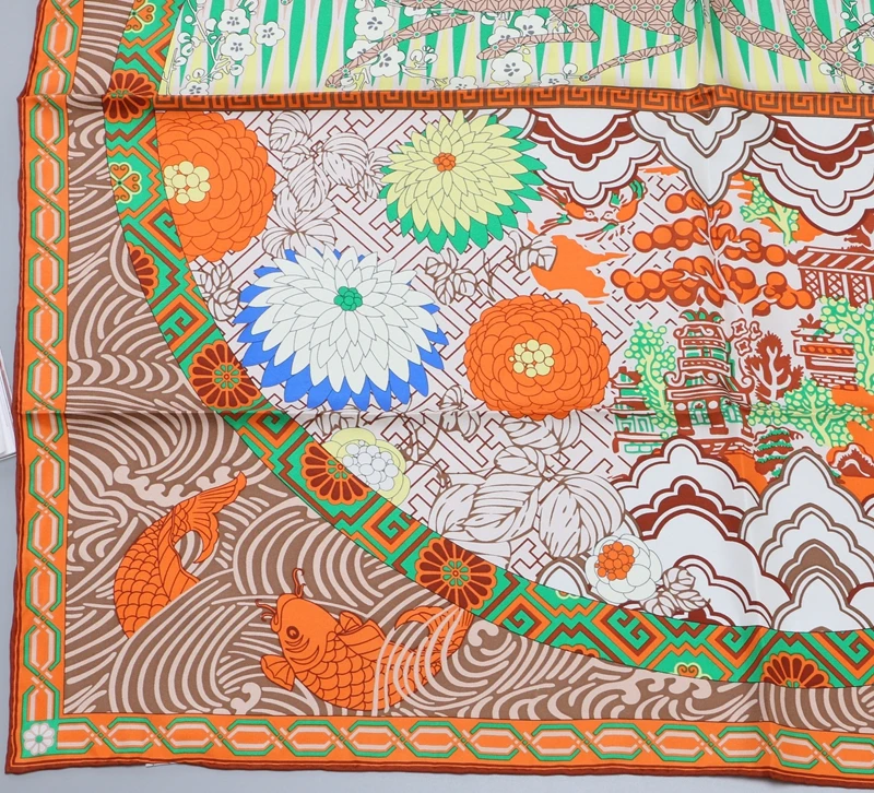 Новые принты большой квадратный шелковый шарф шаль Хиджаб платок 35X35 дюймов