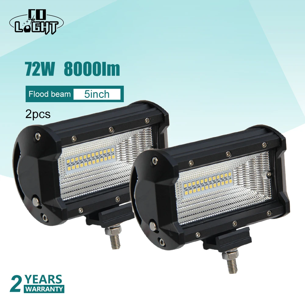 

CO LIGHT 1 Pair Led Work Light 12V 5'' Offroad 4X4 Led Auto 72W Flood 8000Lm for Suv Tractor Kamaz Lada Niva Kalina Granta ATV