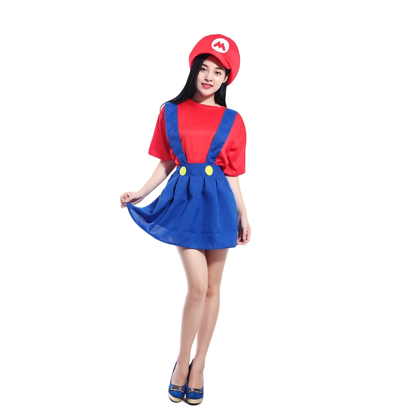 Mario Skirt Косплэй взрослых и детей Super Mario Bros Косплэй танцевальный костюм комплект Дети Halloween Party Марио и Луиджи костюм для детей подарки - Цвет: Mario Skirt