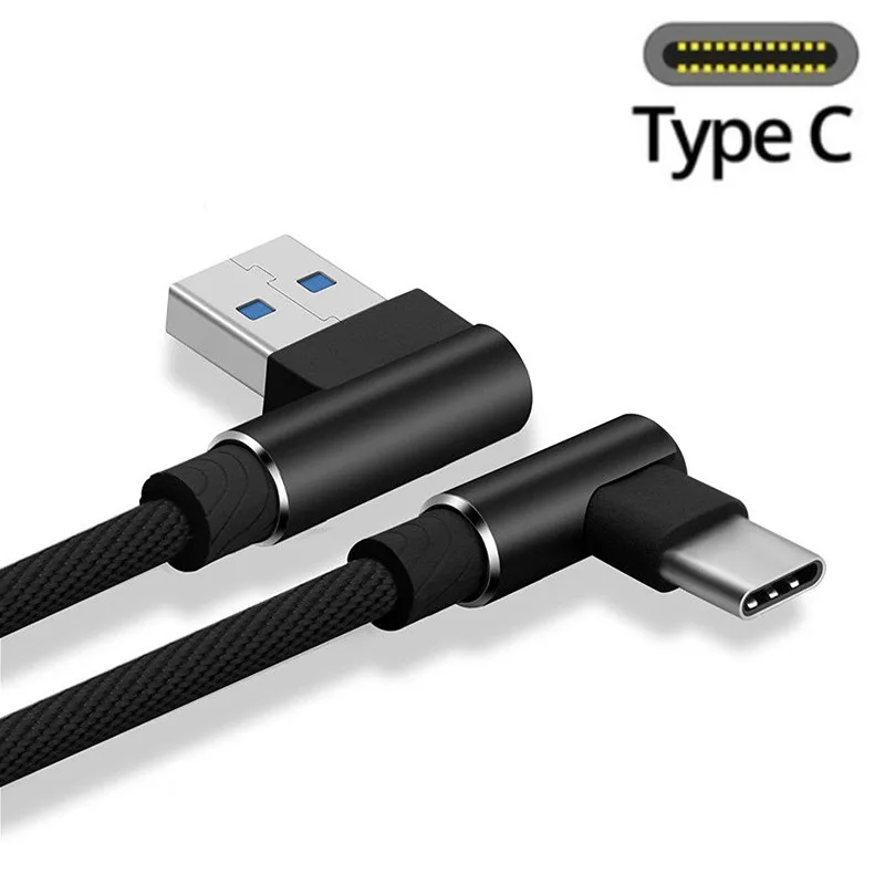 90 градусов USB type C кабель для быстрой зарядки провод huawei honor 10 P30 p20 lite pro Xiaomi mi a2 9 8